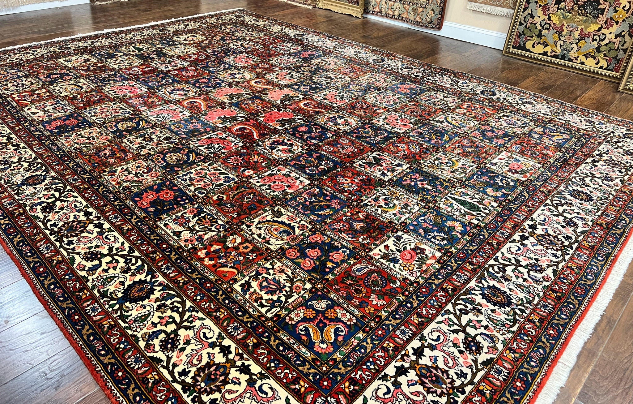 Persian Bakhtiari Rug 10x14, Multicolor Khesti Panel Design by Jewel Rugs