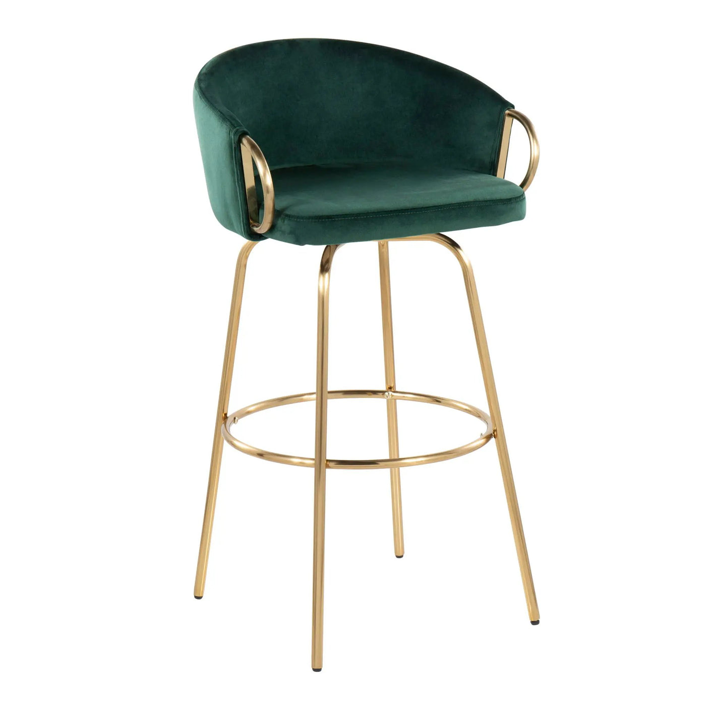 Claire - Contemporary / Glam Fixed Height Bar Stool (Set of 2) Round Footrest (Set of 2) by HouseOfZazla