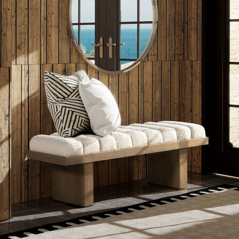 Bella - Upholstered Modern Accent Bench - Ivory White by Unique Piece Furniture