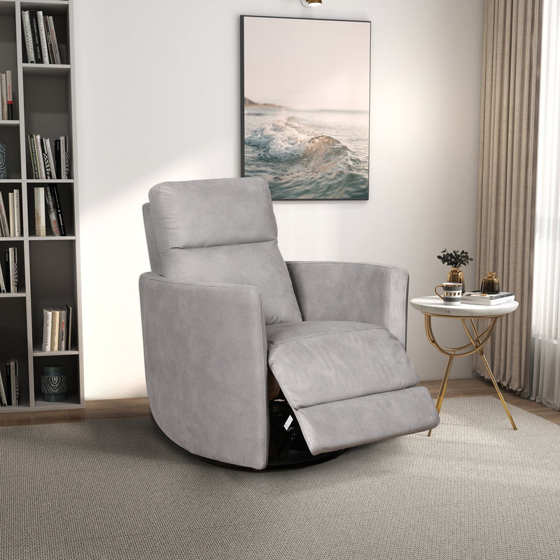 Swivel Glider Suede Recliner Chair with Infinite Reclining - Latte, photo 2 of 13
