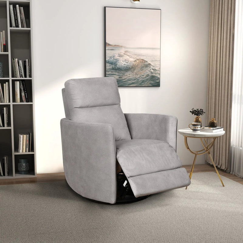 Lawson - Swivel Glider Suede Recliner Chair - Latte by HouseOfZazla