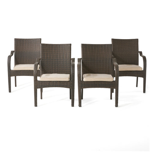 Outdoor Wicker Chairs, 56225.00CHRBRN KD, 4pcs by HouseOfZazla