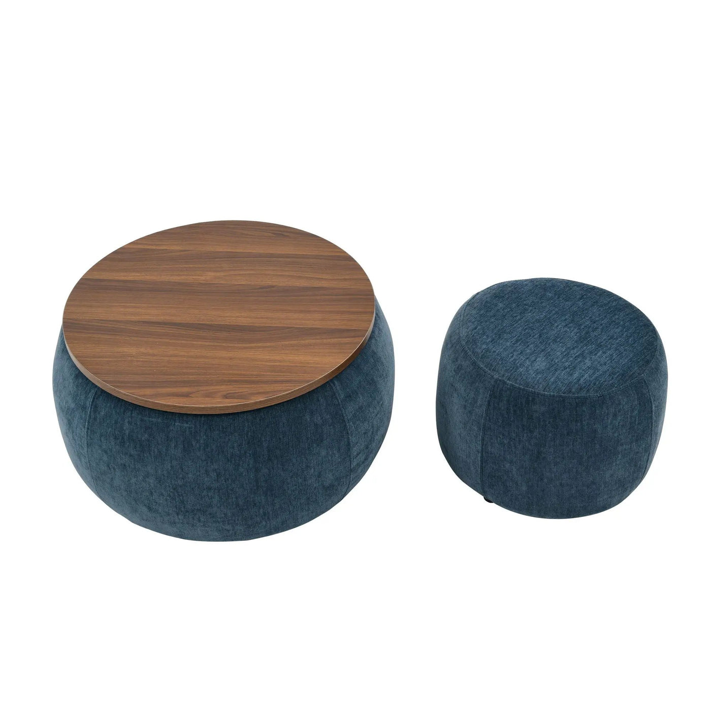 Round Storage Ottoman, 2 In 1 Function, End Table And Ottoman by HouseOfZazla