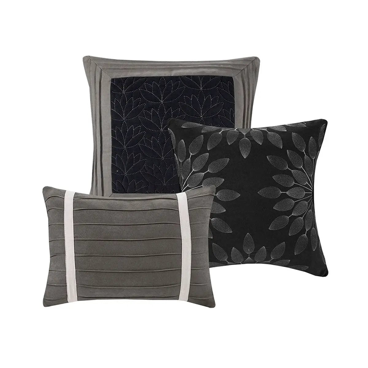7 Piece Faux Suede Comforter Set Black California King by HouseOfZazla