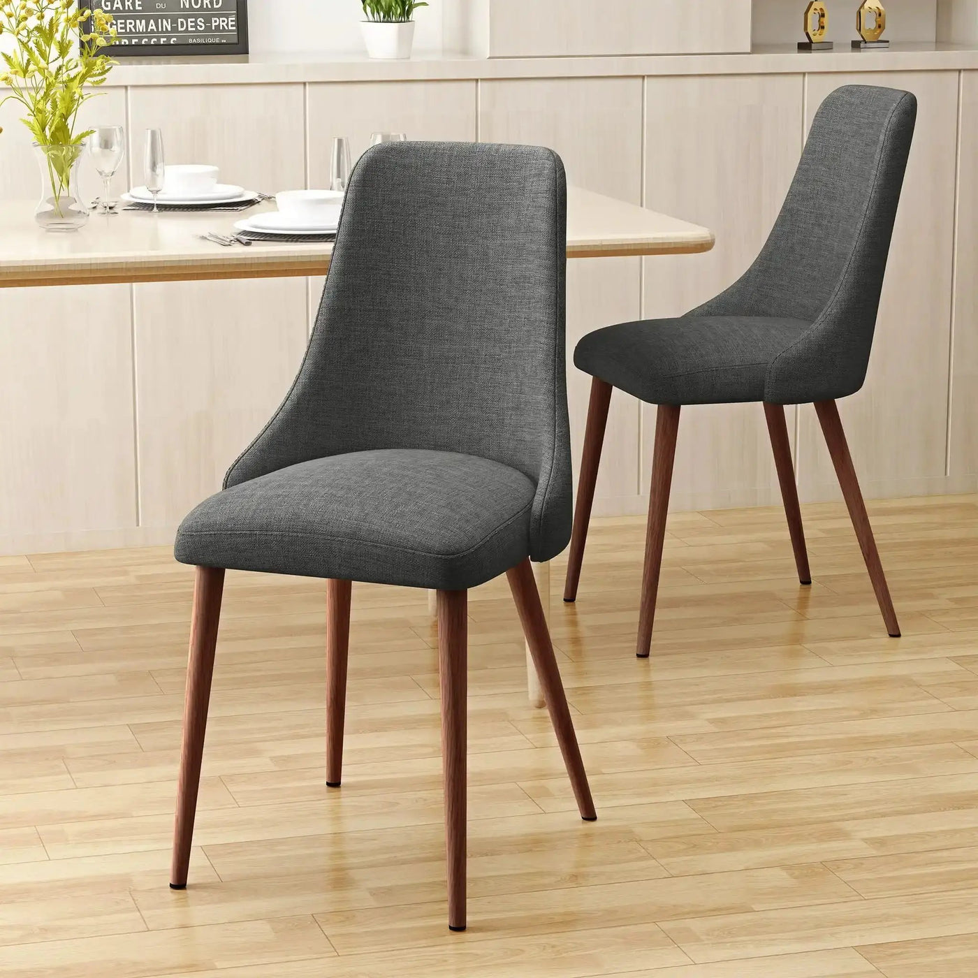 Mid Century Modern Fabric Armless Dining Chair by HouseOfZazla