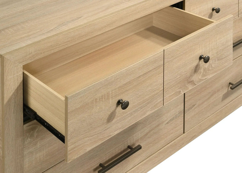 Arielle 6-drawer Bedroom Dresser with Mirror Light Oak by Unique Piece Furniture