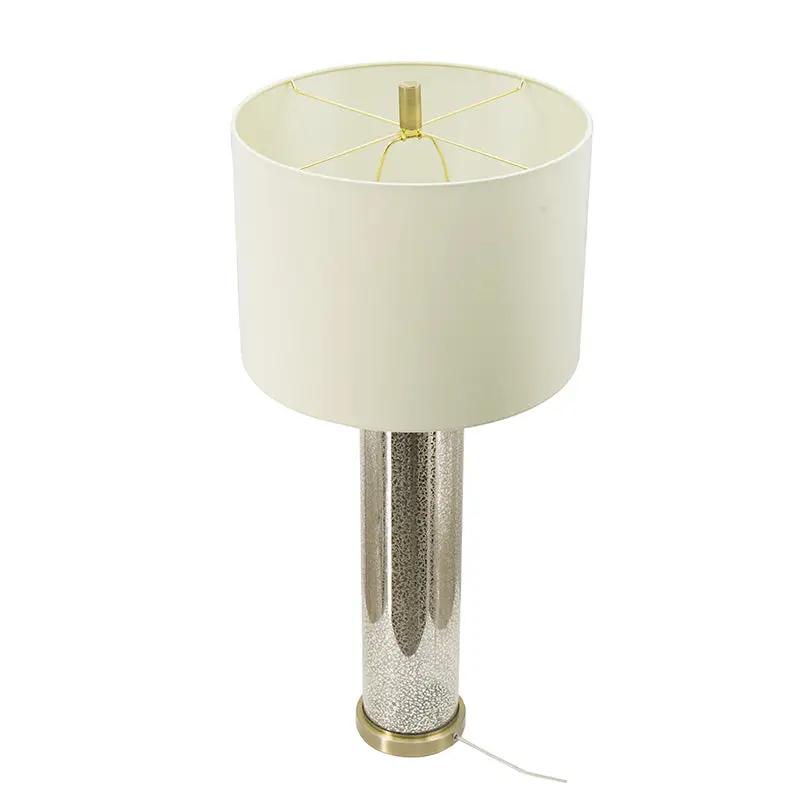 16x16x35 Gold Mirrored Glass Table Lamp with White Fabric Shade by HouseOfZazla