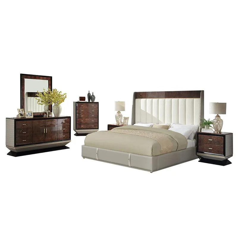 Jamonica - Eastern King Bed - Beige & Dark Brown by Unique Piece Furniture