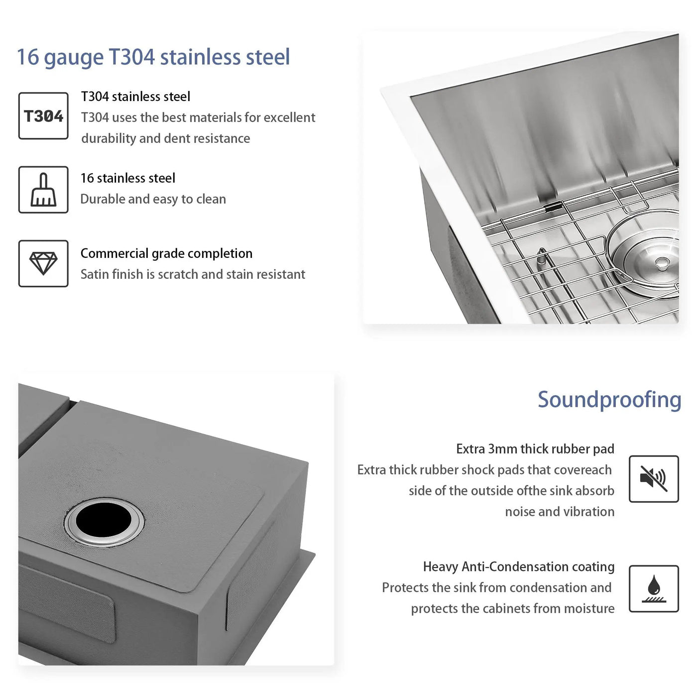 Modern Double Bowl Undermount Sink Design With 10" Deep Basins by HouseOfZazla