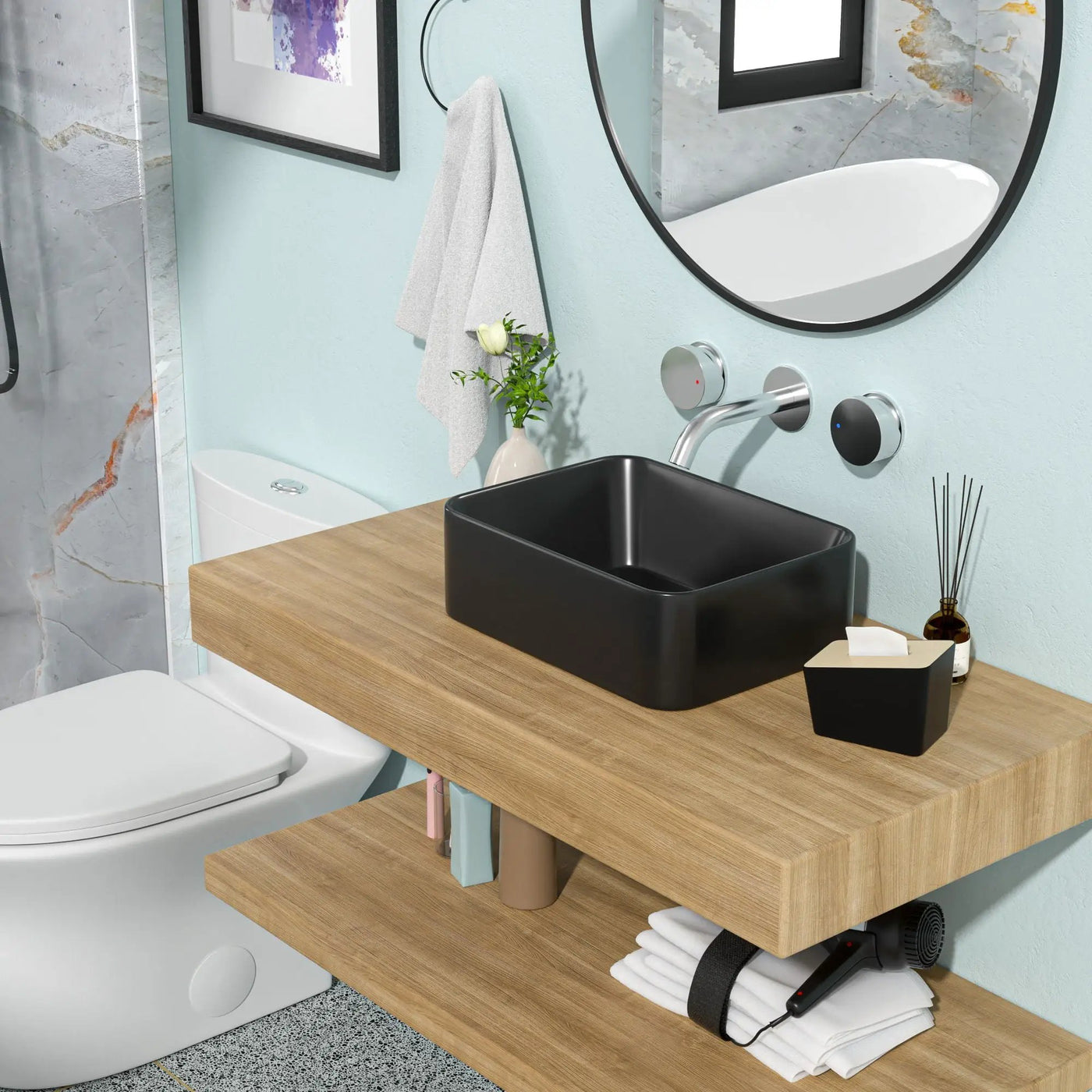 Sleek Ceramic Rectangular Vessel Bathroom Sink by HouseOfZazla