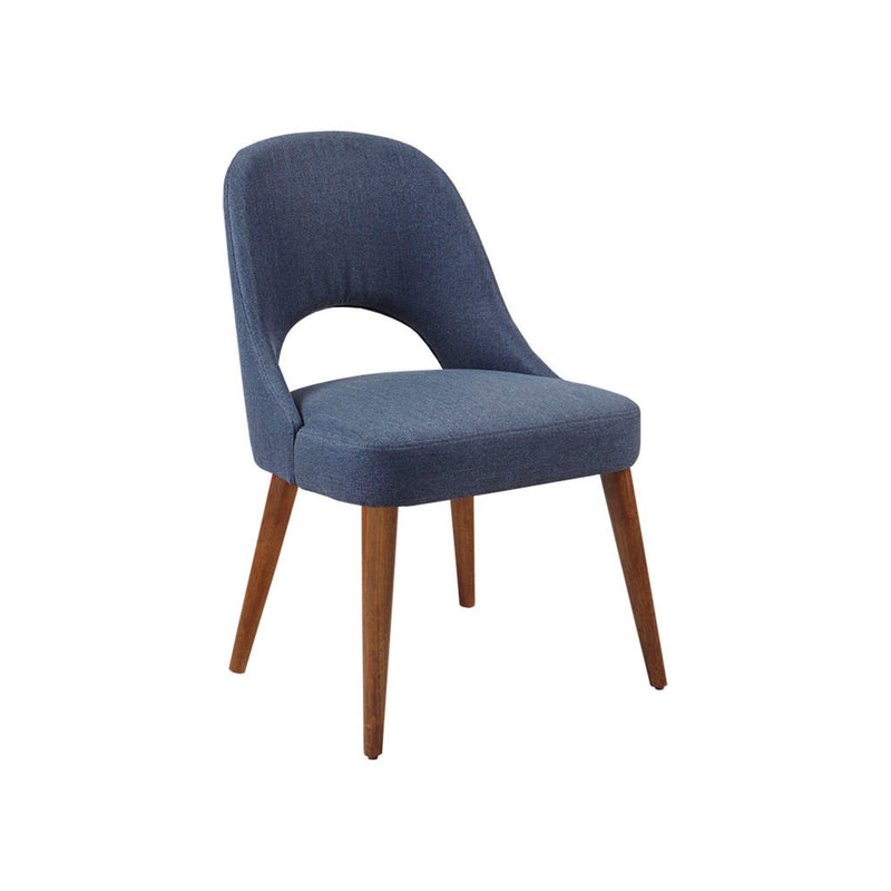 Upholstered Textured Dining Side Chair Set with Wood Frame - Navy