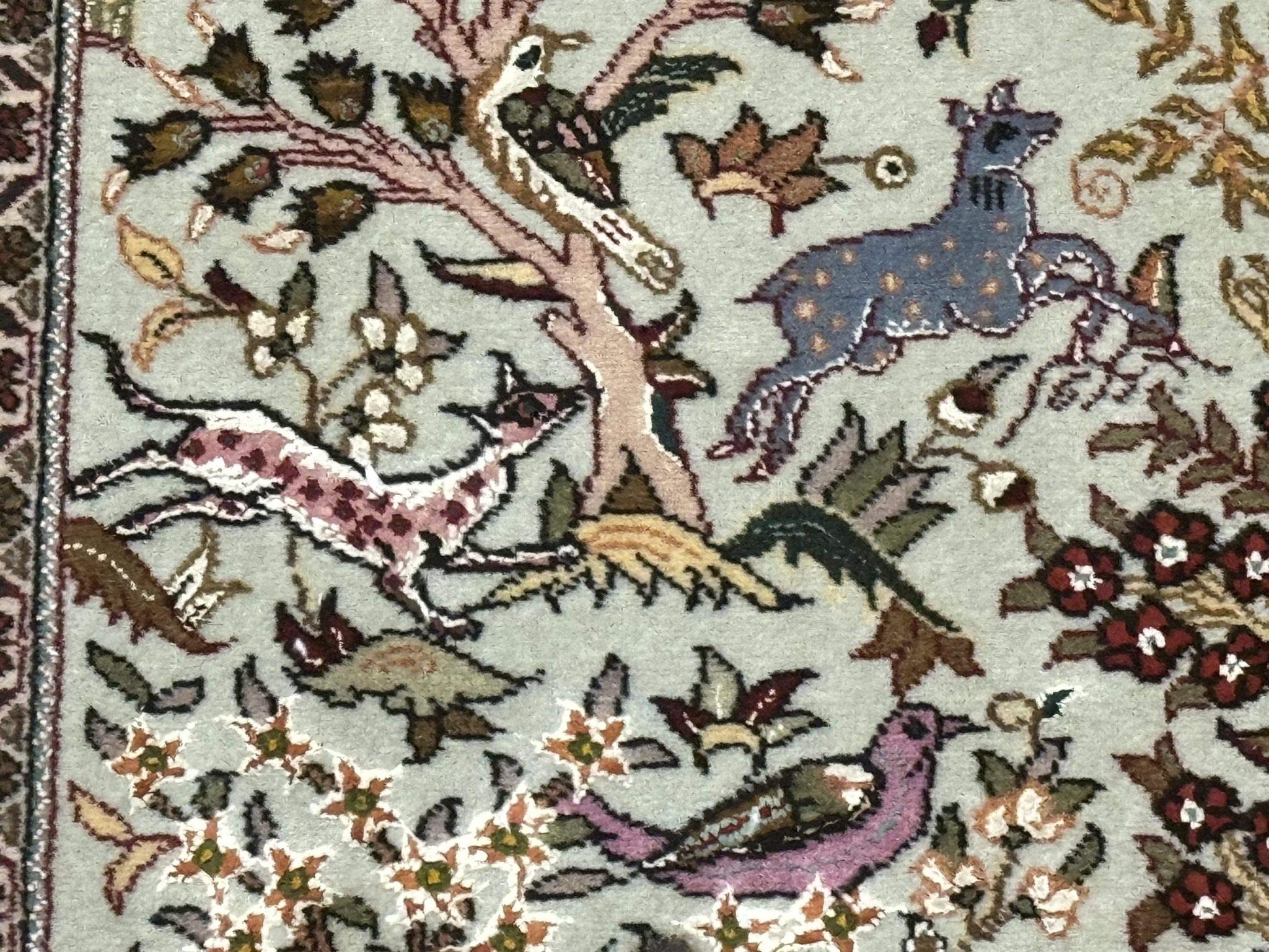 Wonderful Persian Tabriz Rug 3x5, Tree of Life, Animal Pictorials, Birds, Wool & Silk Highlights, Fine 330 KPSI by Jewel Rugs