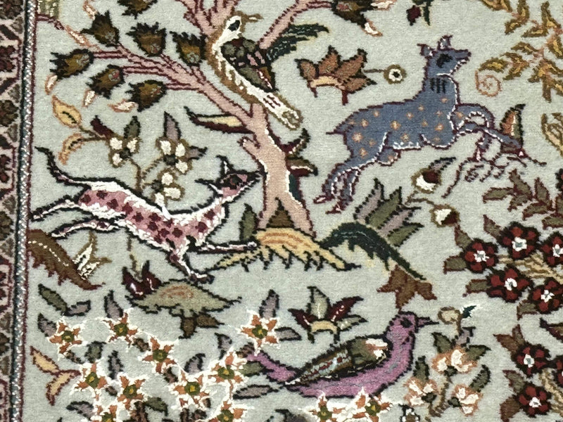 Wonderful Persian Tabriz Rug 3x5, Tree of Life, Animal Pictorials, Birds, Wool & Silk Highlights, Fine 330 KPSI by Jewel Rugs