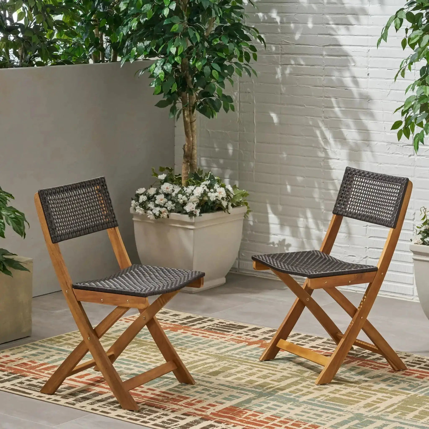 Bistro Foldable Chair With Wicker Backrest by HouseOfZazla