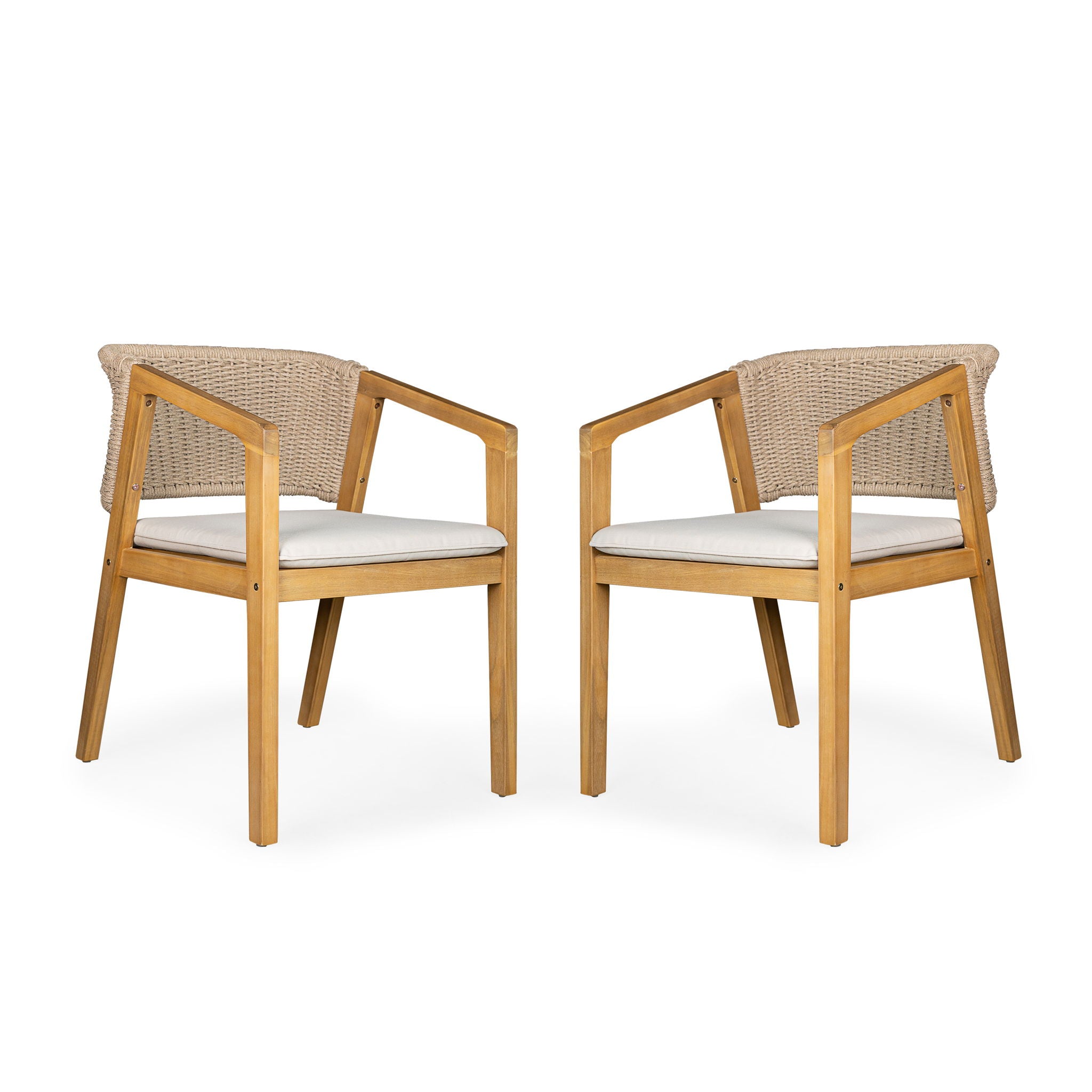 Outdoor Dining Set 1 Table 4 Chairs (Set of 5) - Teak / Beige by HouseOfZazla