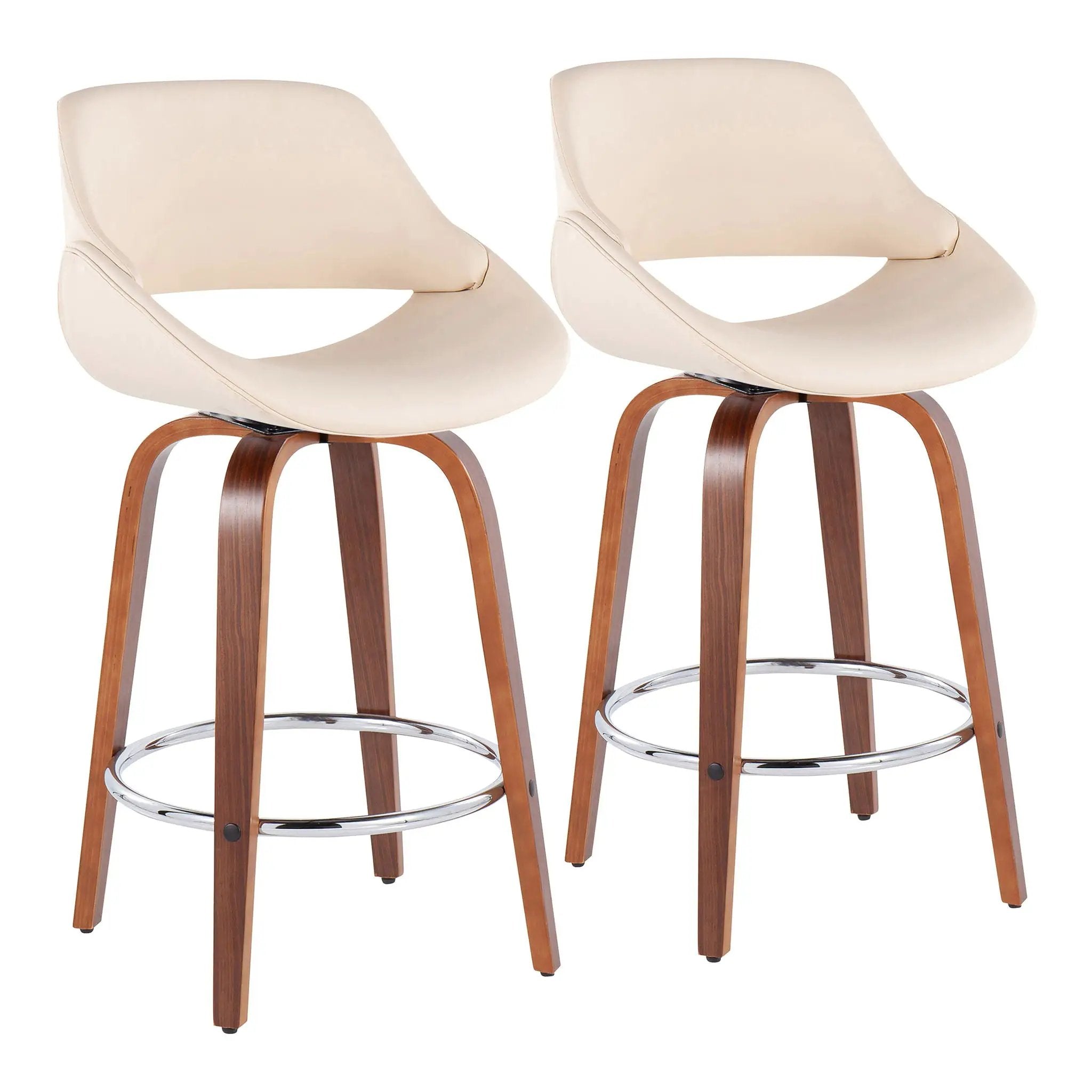 Fabrico - Mid Century Modern, Fixed Height Counter Stool With Round Footrest (Set of 2) by HouseOfZazla