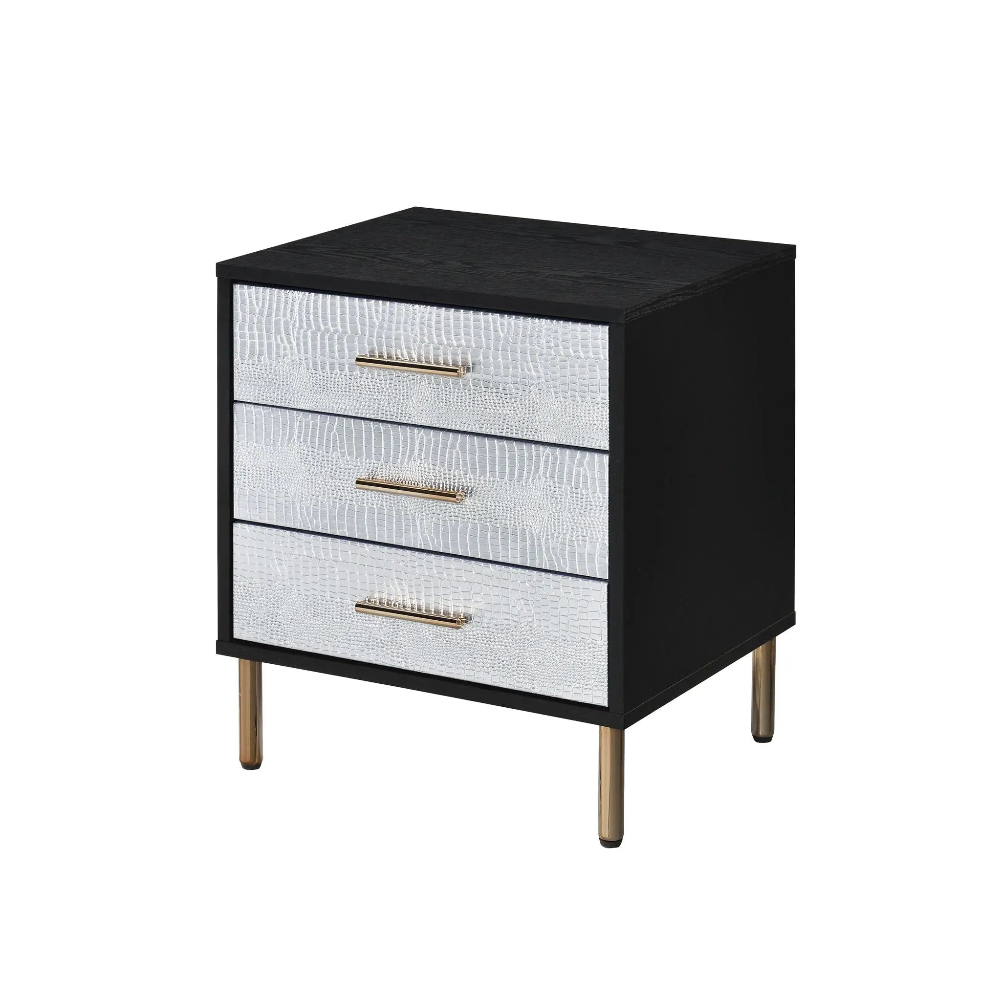 Myles - Nightstand - Black / Gold / Silver by Unique Piece Furniture