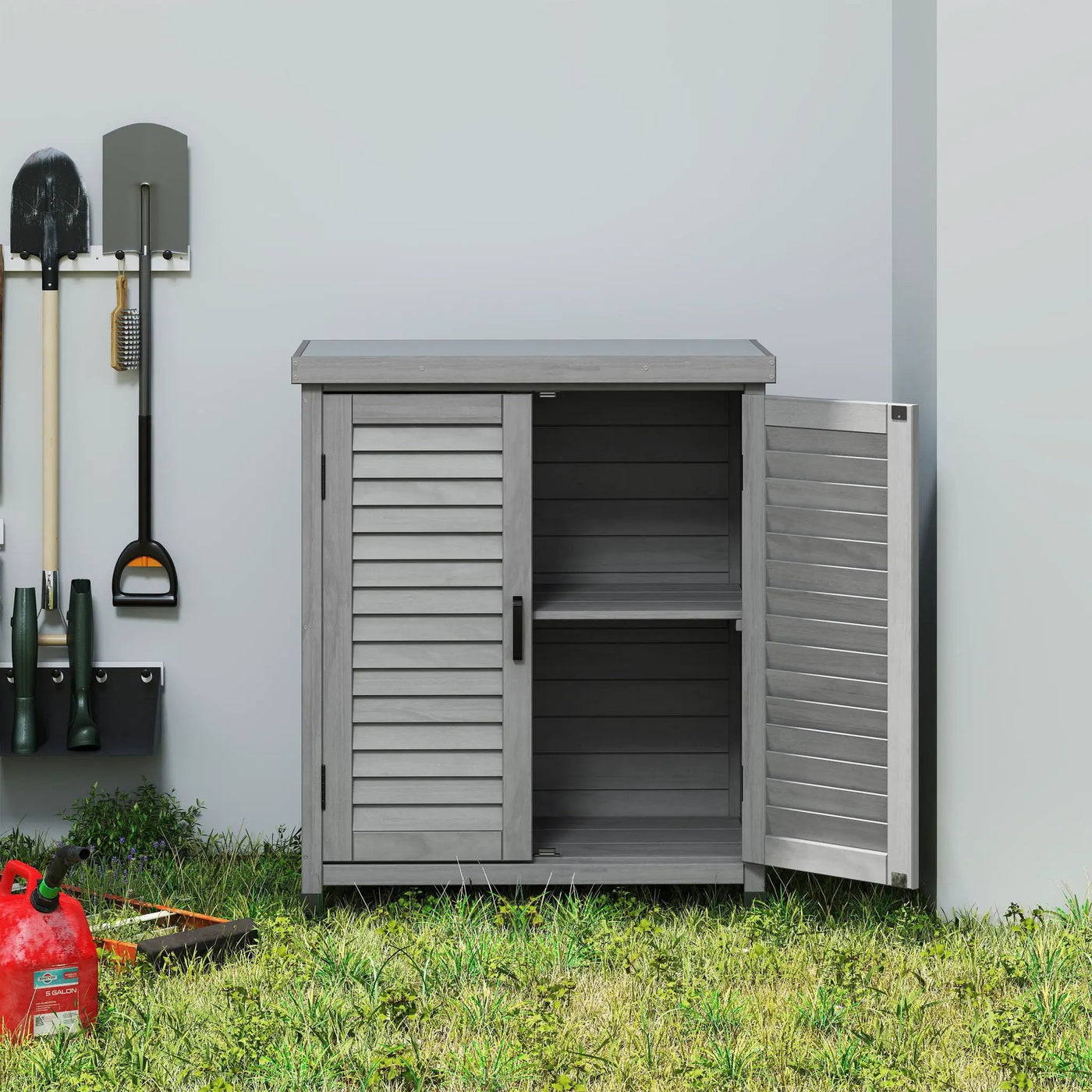 Potting Bench With Storage Cabinet And Metal Table Top For Outdoor by HouseOfZazla