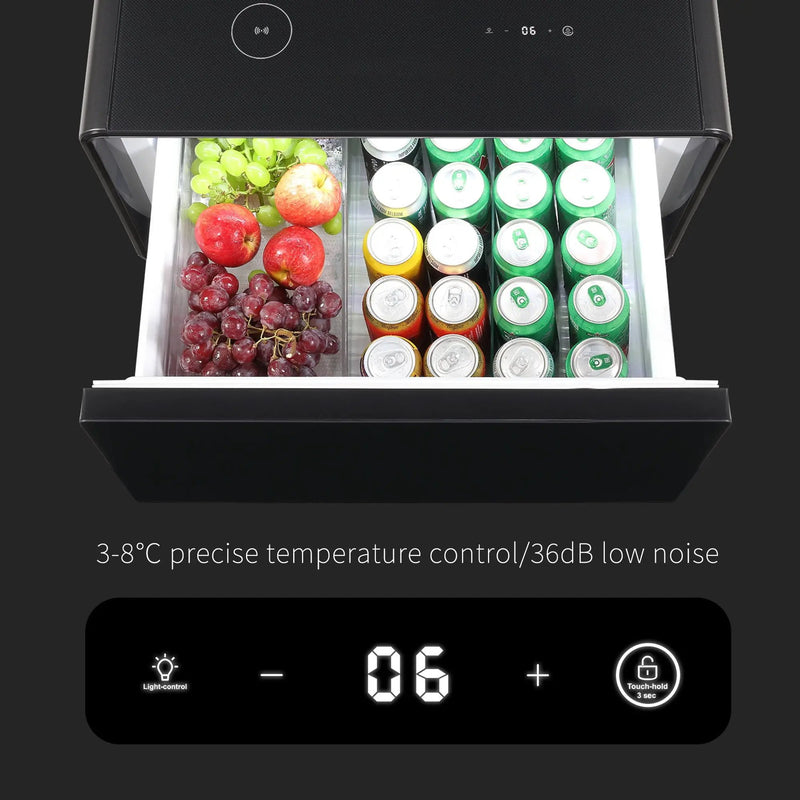 Modern Smart Side Table With Built-In Fridge, Wireless Charging, Temperature Control, Power Socket, USB Ports, Outlet Protection, Induction Light by Unique Piece Furniture