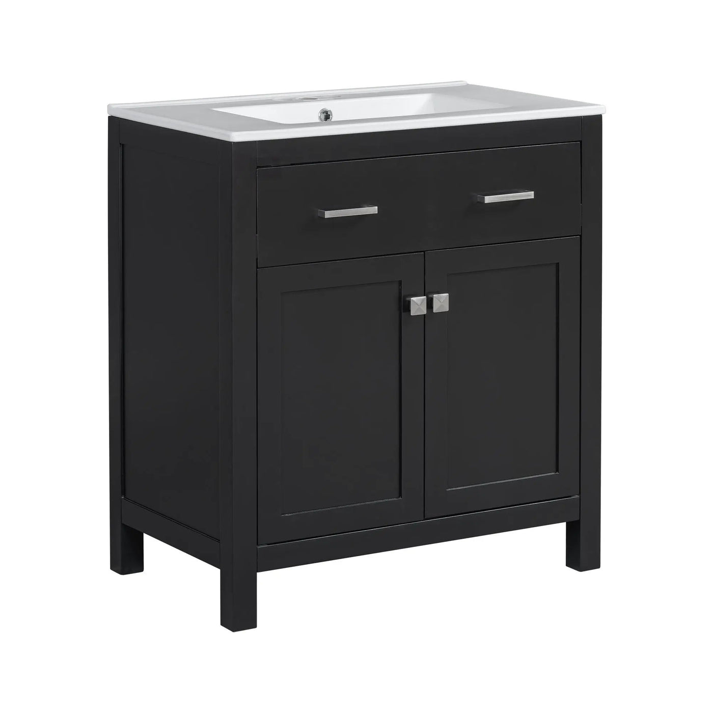 Bathroom Vanity With Ceramic Sink, Modern Single Bathroom Cabinet With 2 Doors And A Shelf, Soft Close Doors by HouseOfZazla
