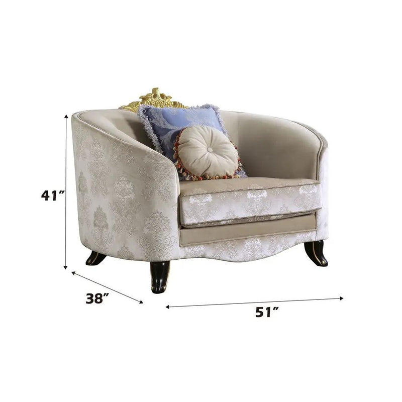 Sheridan - Chair With 2 Pillows - Cream Fabric by Unique Piece Furniture