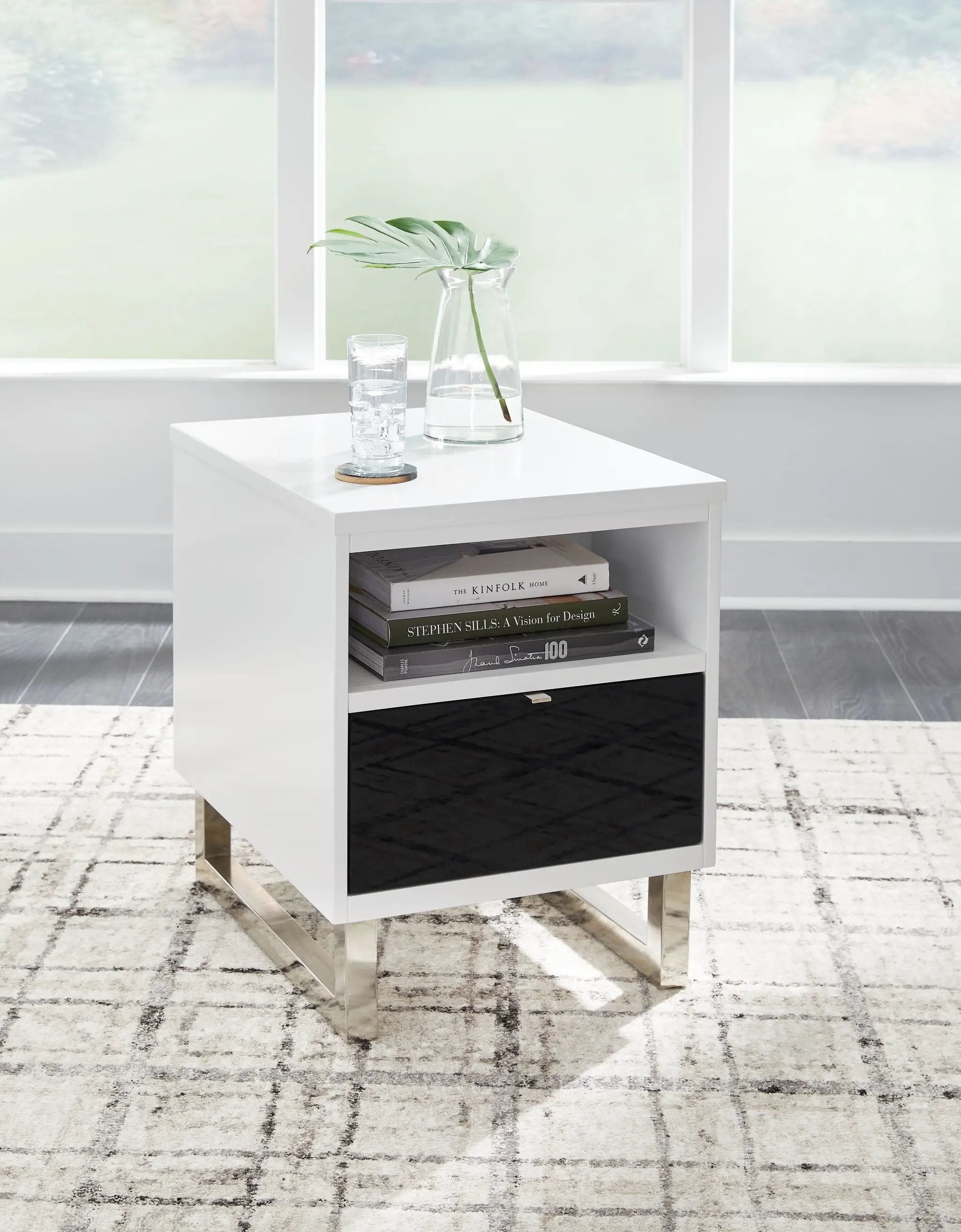Gardoni - Chair Side End Table - White / Black by Unique Piece Furniture