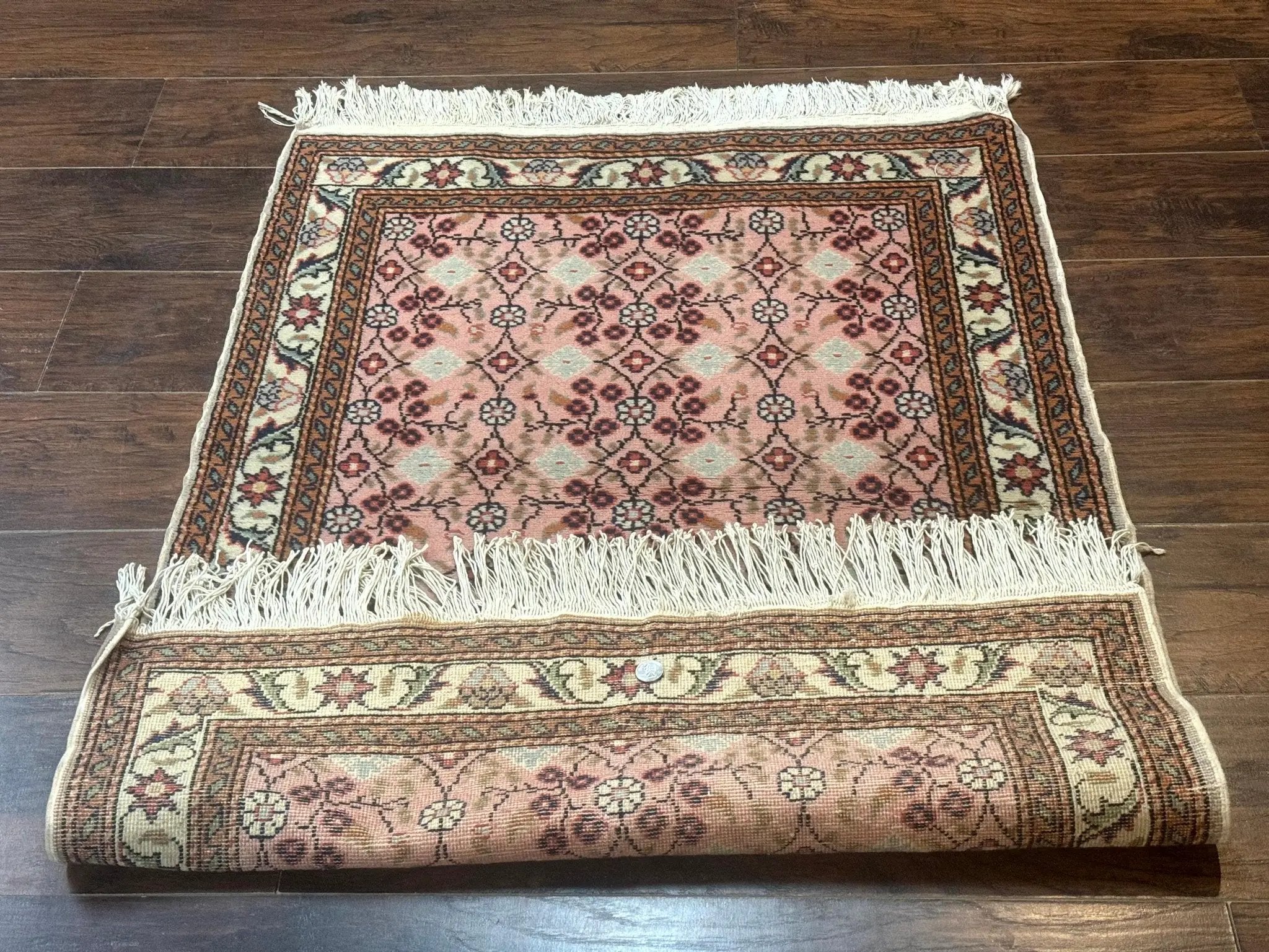 Turkish Sivas Rug 3x4, Pink, Handmade, Wool, Vintage by Jewel Rugs