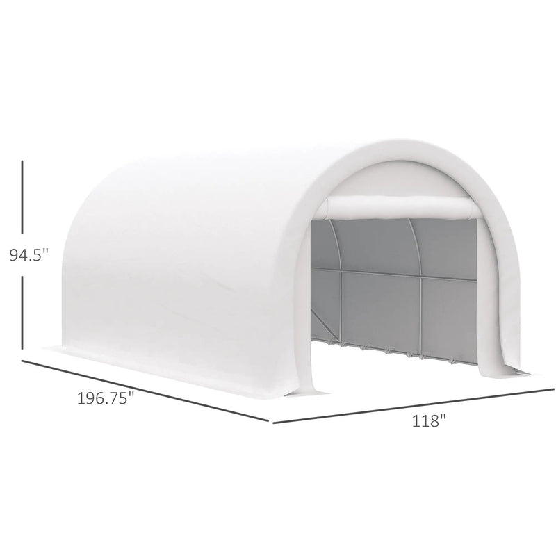 Outsunny - 10' x 16' Carport, Heavy Duty Portable Garage Storage Tent With Large Zippered Door, Anti-Uv Pe Canopy Cover For Car, Truck, Boat, Motorcycle, Bike, Garden Tools, Outdoor Work by HouseOfZazla