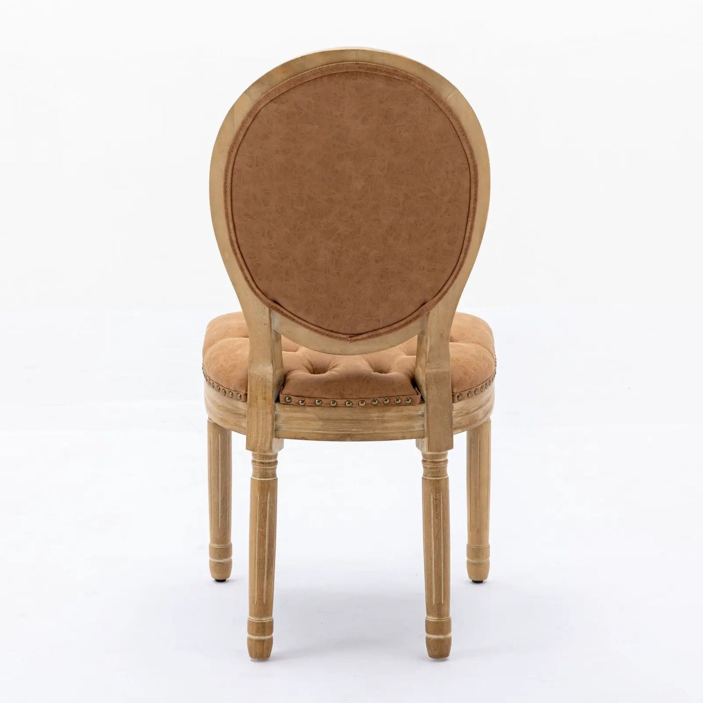 French Style Solid Wood Frame Antique Painting, Hand-Pulled Buckle Decoration Artificial Dining Chair With Nailhead Trim, Wood Legs by HouseOfZazla
