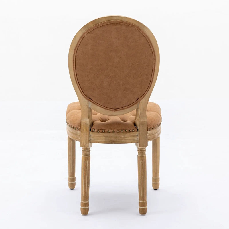 French Style Solid Wood Frame Antique Painting, Hand-Pulled Buckle Decoration Artificial Dining Chair With Nailhead Trim, Wood Legs by HouseOfZazla