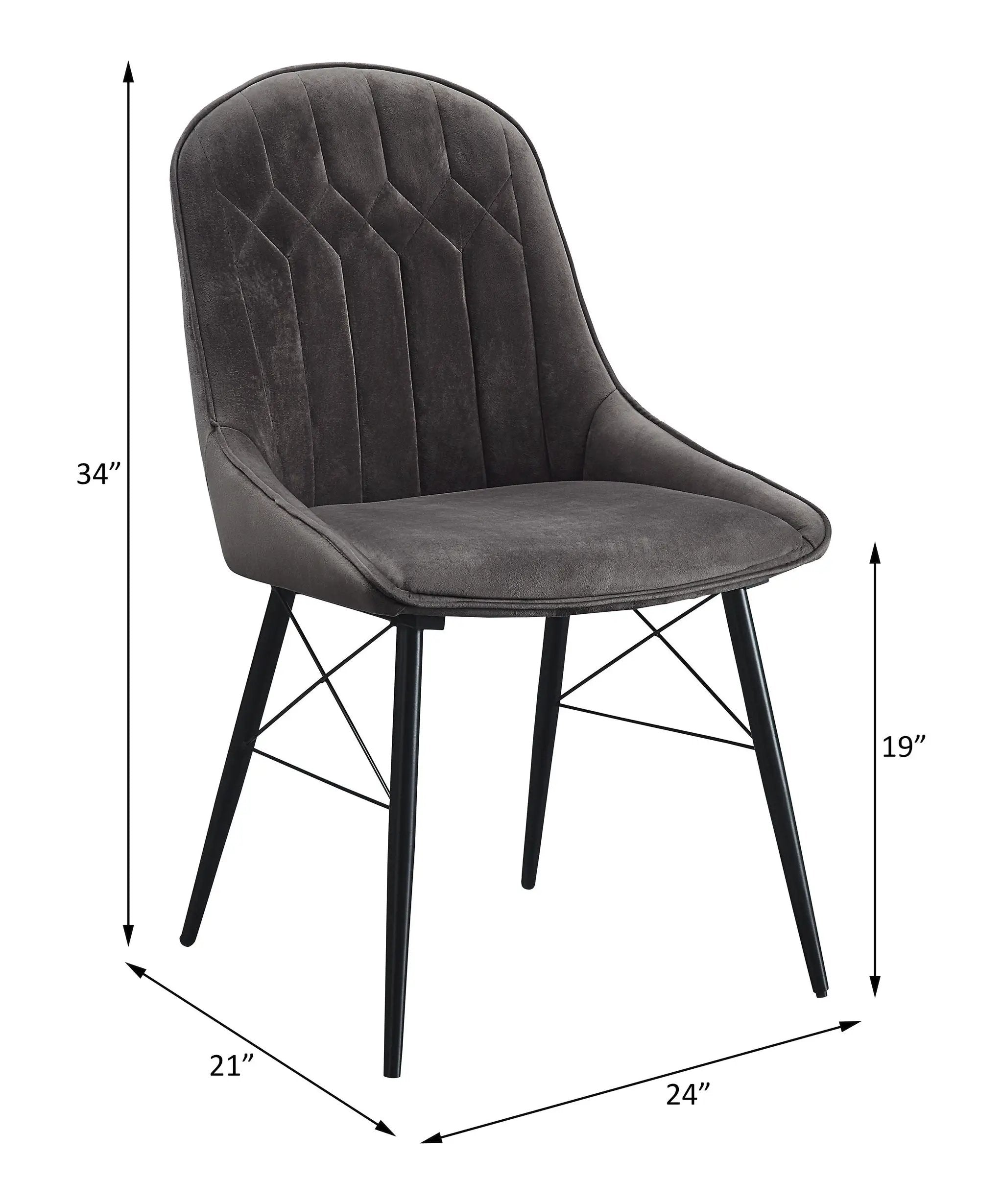 Abraham - Side Chair (Set of 2) - Dark Gray Fabric & Black by Unique Piece Furniture