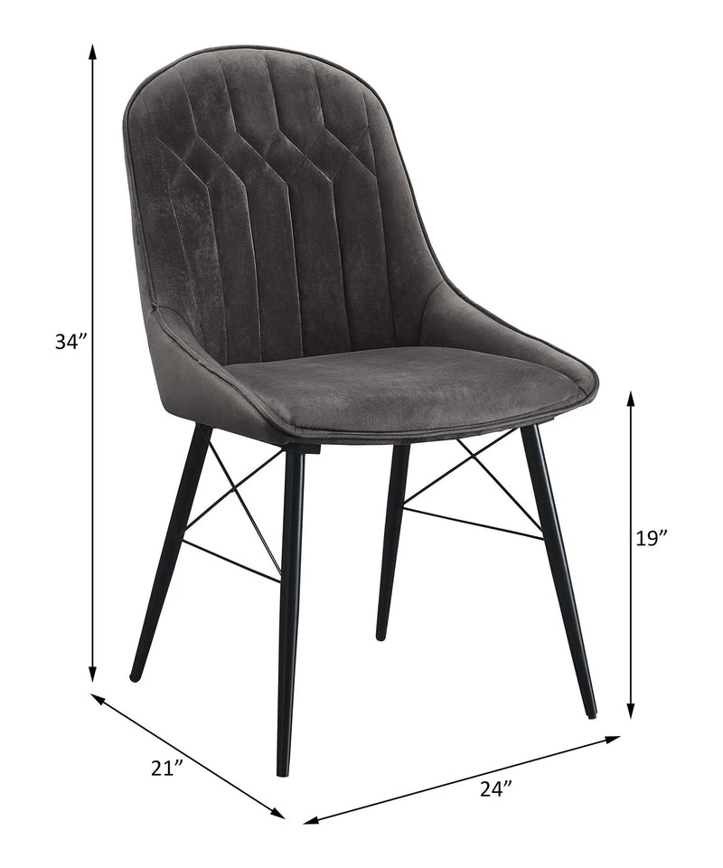 Abraham - Side Chair (Set of 2) - Dark Gray Fabric & Black by Unique Piece Furniture