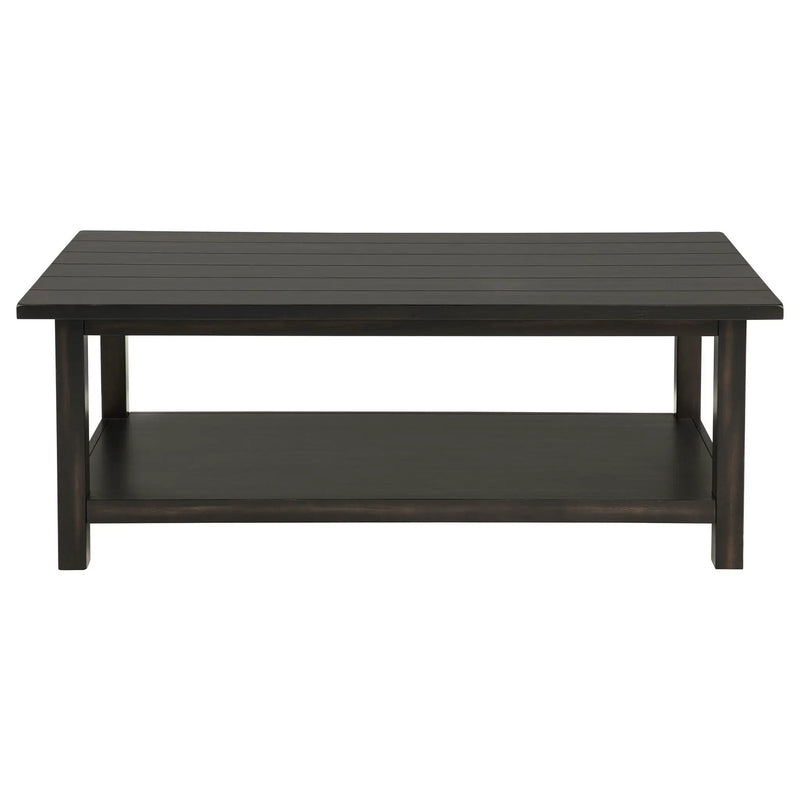 Payne Wood Coffee Table with Shelf Distressed Java by Unique Piece Furniture