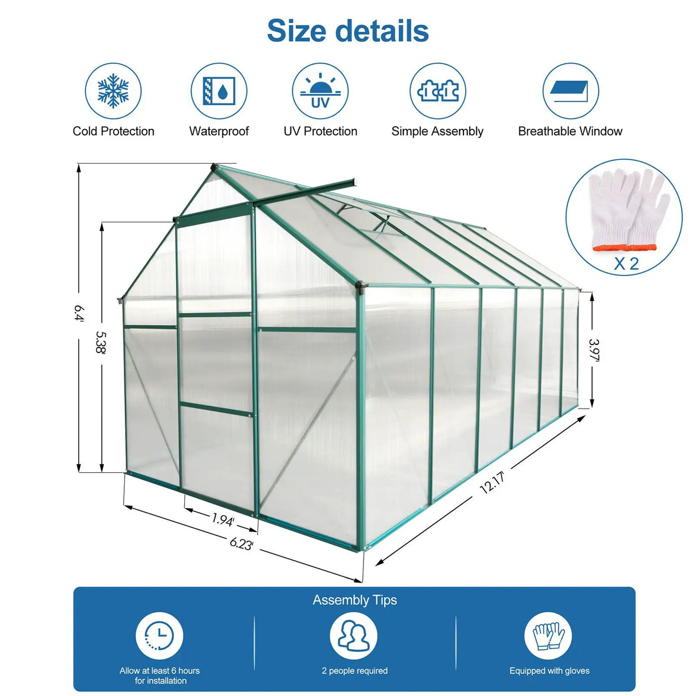 Polycarbonate house Raised Base And Anchor Aluminum Heavy Duty Walk-In houses For Outdoor Backyard In All Season by HouseOfZazla