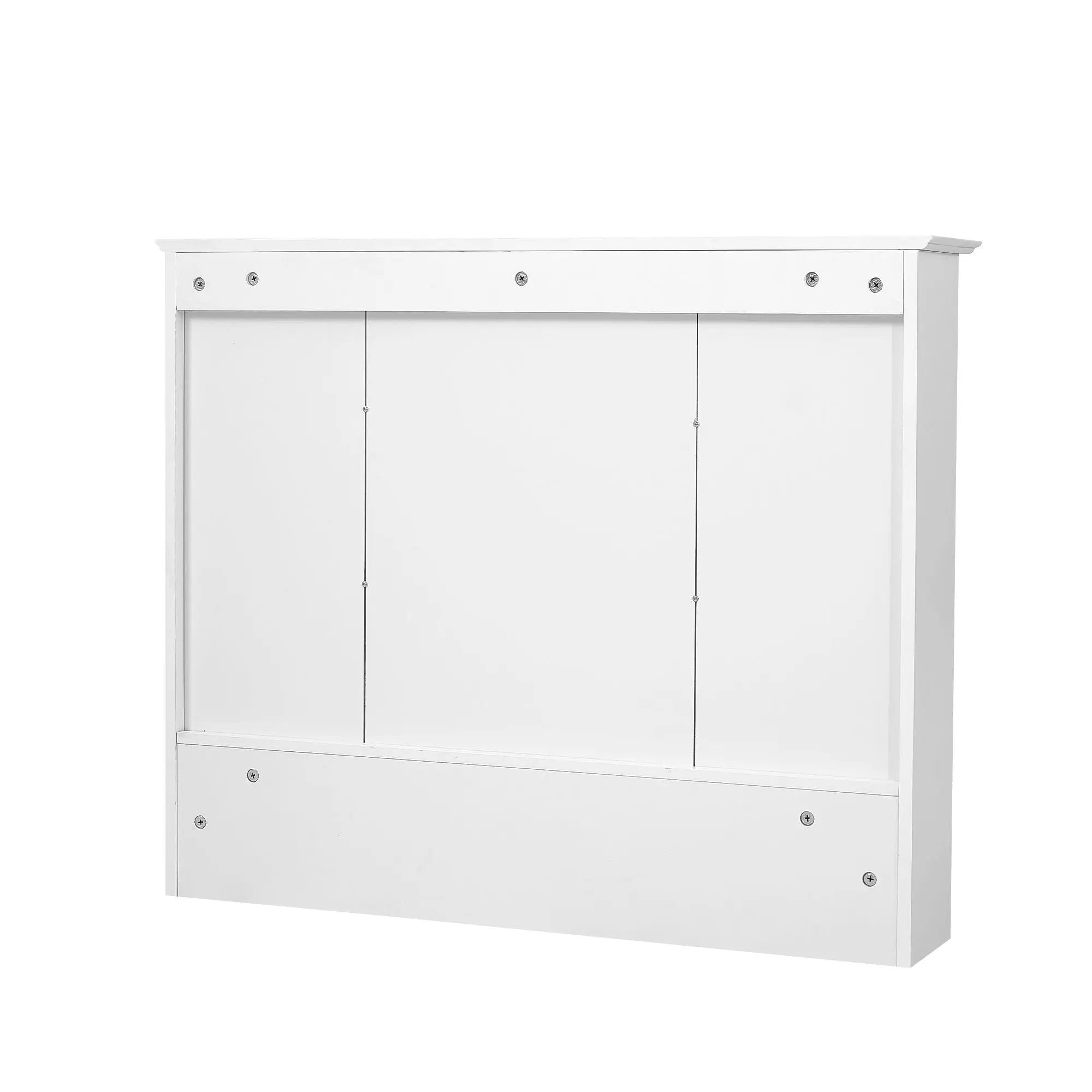 Wall Mount 2 In 1 Mirror Cabinet With Adjustable Shelves, Open Storage, For Bathroom Vanity - White by HouseOfZazla