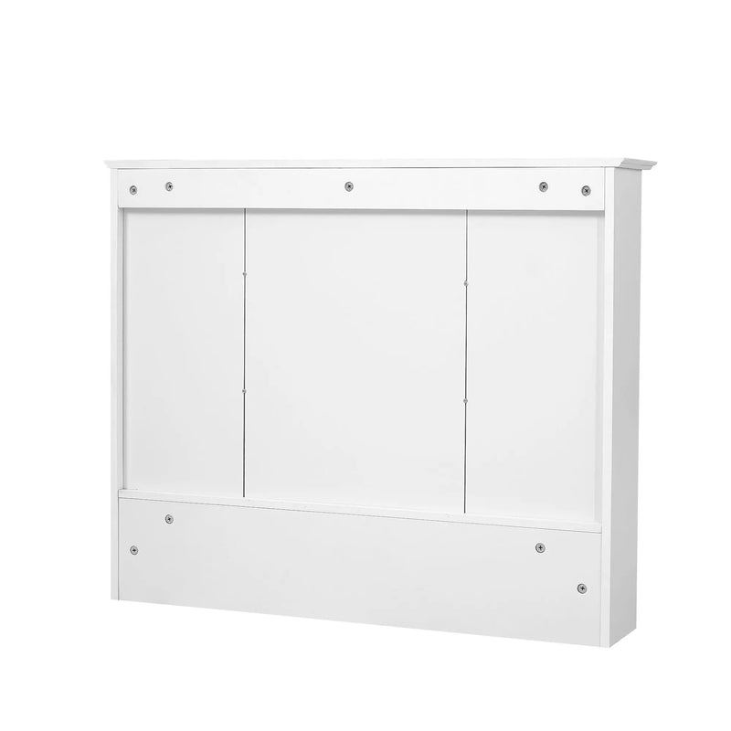 Wall Mount 2 In 1 Mirror Cabinet With Adjustable Shelves, Open Storage, For Bathroom Vanity - White by HouseOfZazla