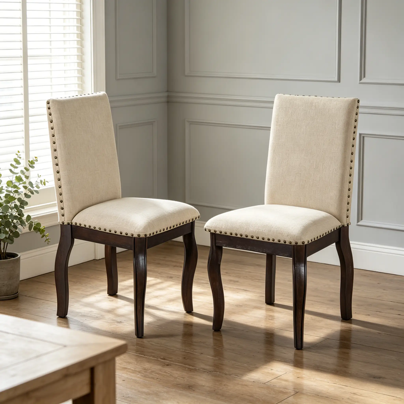 TREXM Set of 2 Dining Chairs with Nailhead (Espresso) by HouseOfZazla