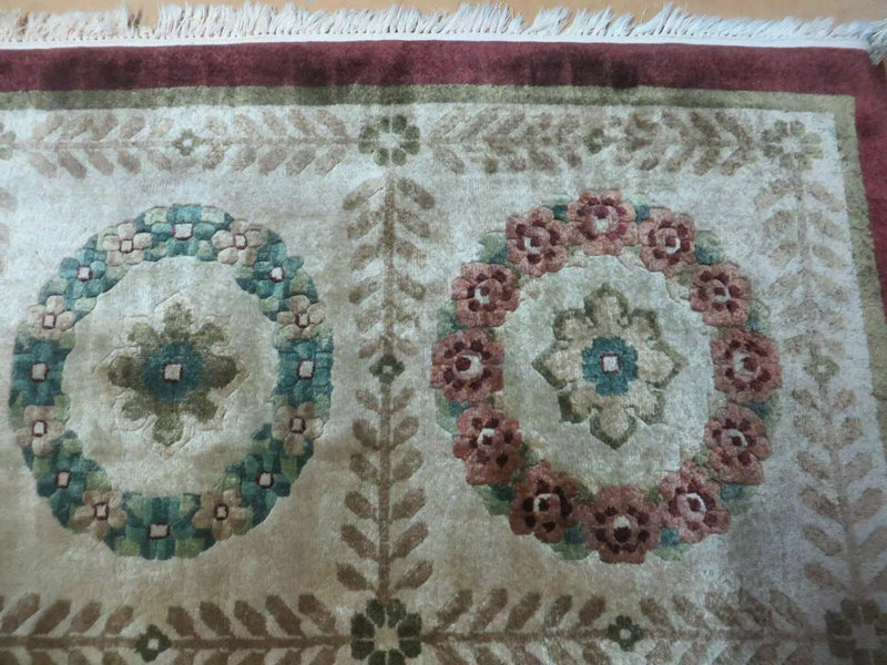9' X 12' Modern Handmade Indo Lahore Wool Rug Art Deco Olive Ivory Nice Wow by Jewel Rugs