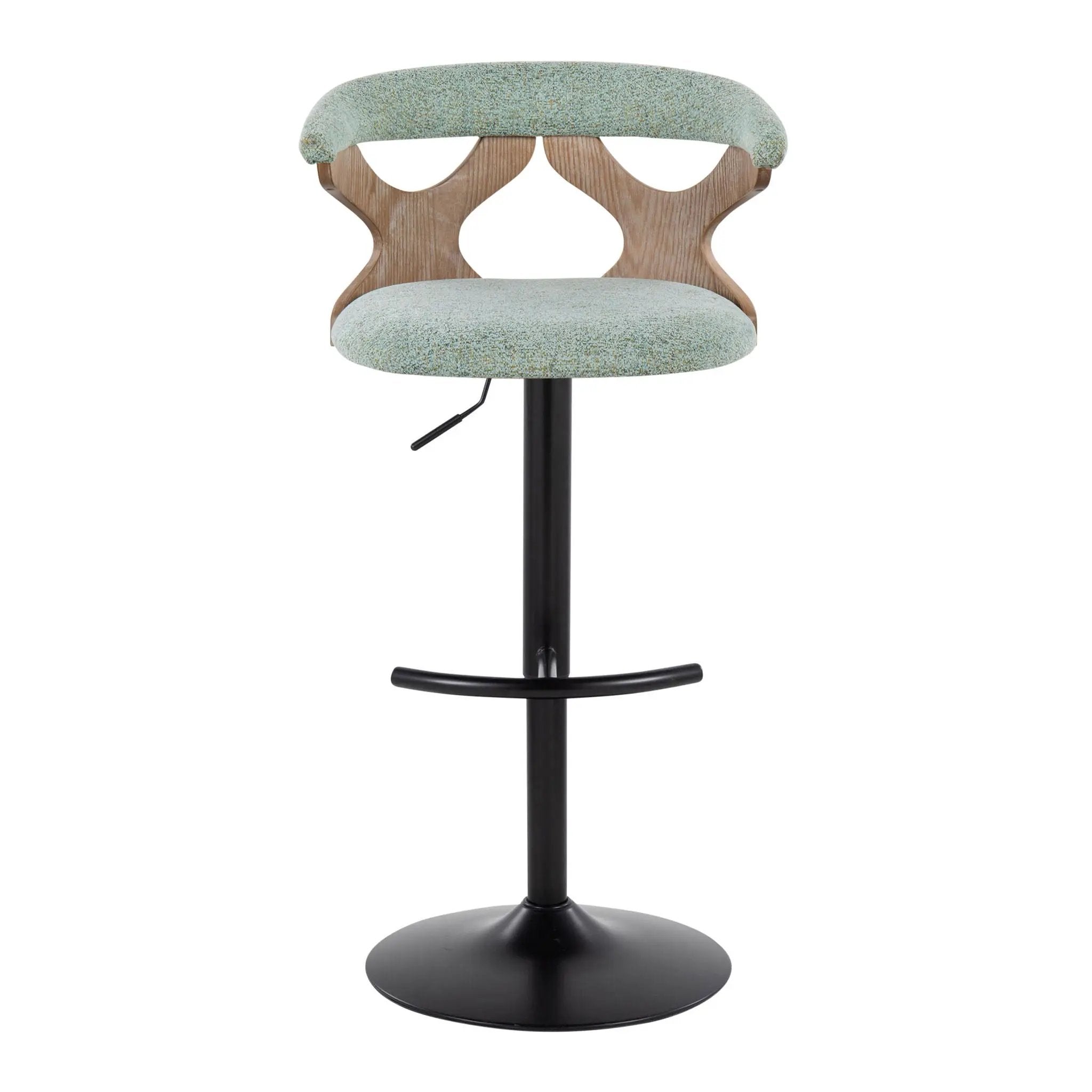 Gardenia - Contemporary Adjustable Barstool With Swivel With Rounded T Footrest (Set of 2) by HouseOfZazla