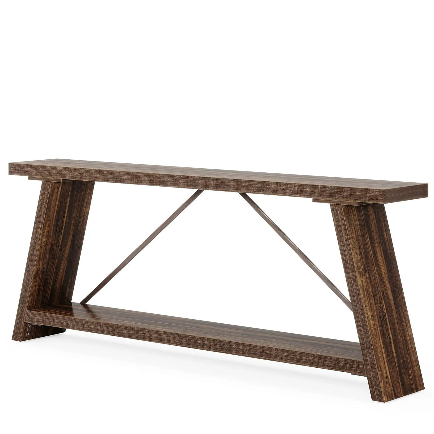 Console Table Extra Long Sofa Table With 2 Tier Shelves For Living Room by HouseOfZazla