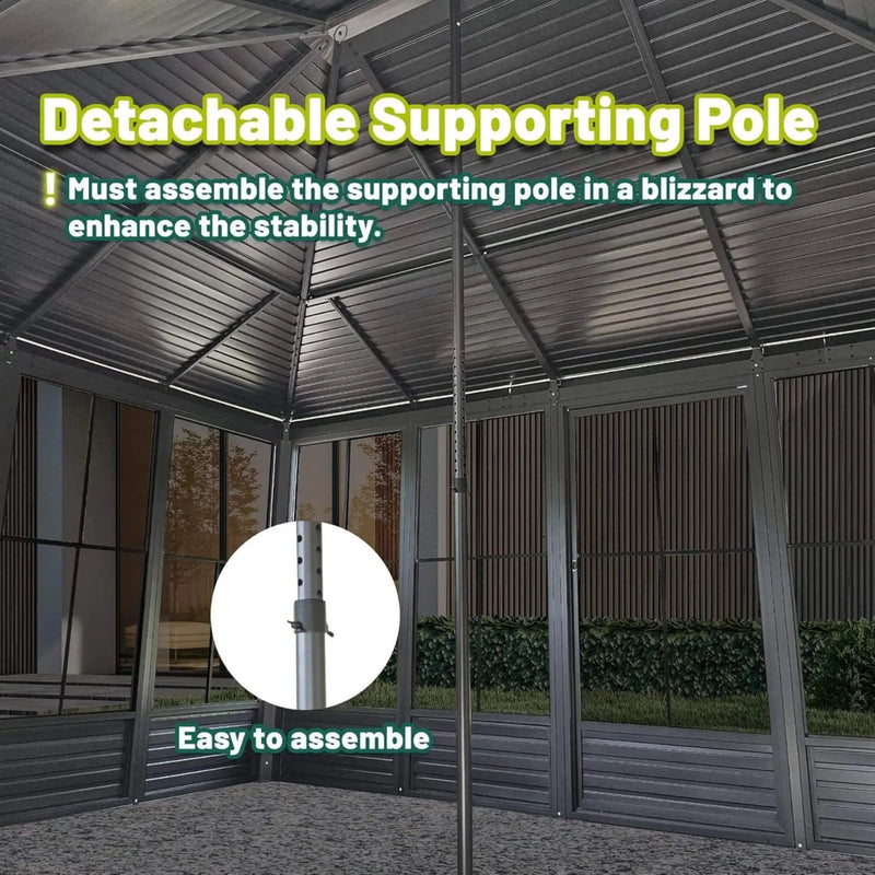 [11X14FT] Alora Meridian Premium Four Season Outdoor Aluminum Hardtop Gazebo Sunroom With Galvanized Steel Roof, Sliding Doors And Movable PVC Screen Walls (SAK88776) by SAKSBY WHOLESALE