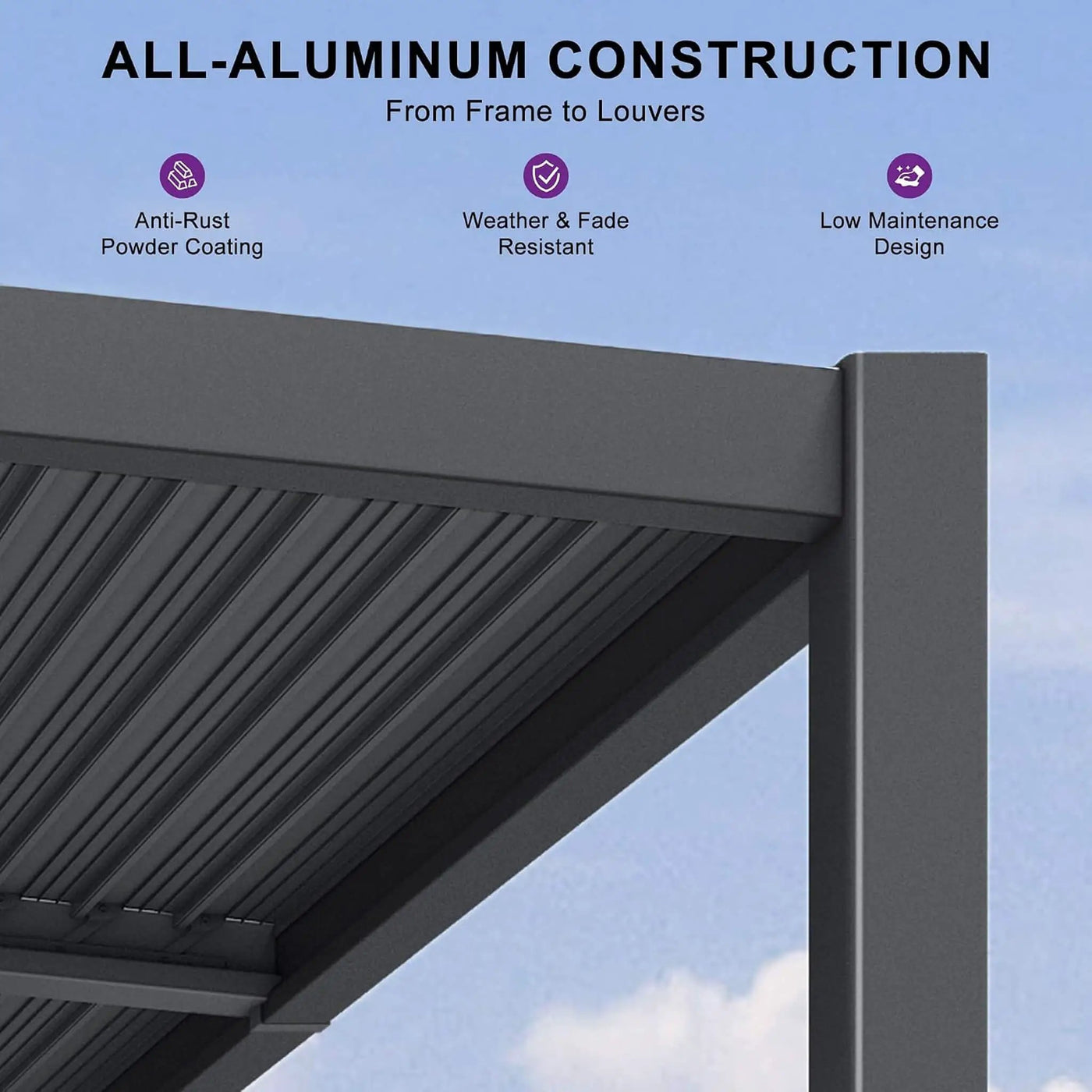 [11X18FT] Modern Louvered Aluminum Pergola With Sloped Roof (SAK29326) by SAKSBY WHOLESALE
