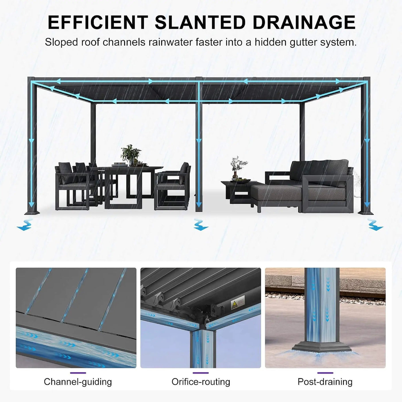 [11X18FT] Modern Louvered Aluminum Pergola With Sloped Roof (SAK29326) by SAKSBY WHOLESALE