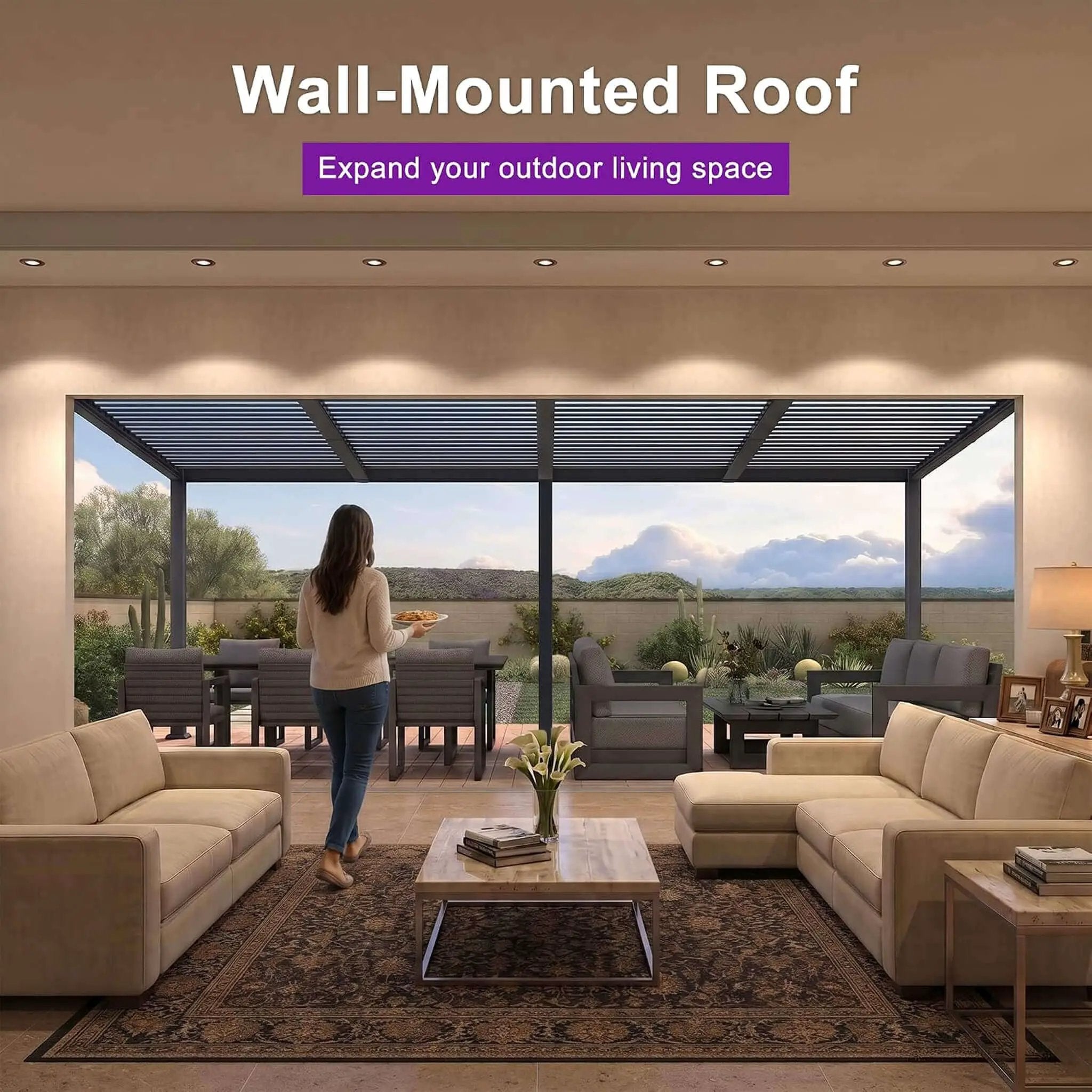 [11X18FT] Modern Wall-Mounted Louvered Pergola With Aluminum Frame (SAK69081) by SAKSBY WHOLESALE