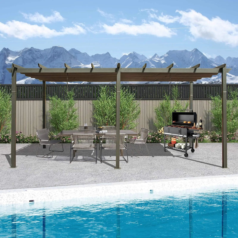 [11X20FT] Alora Premium Outdoor Retractable Aluminum Pergola With Weather-Resistant Canopy (SAK54612) by SAKSBY WHOLESALE