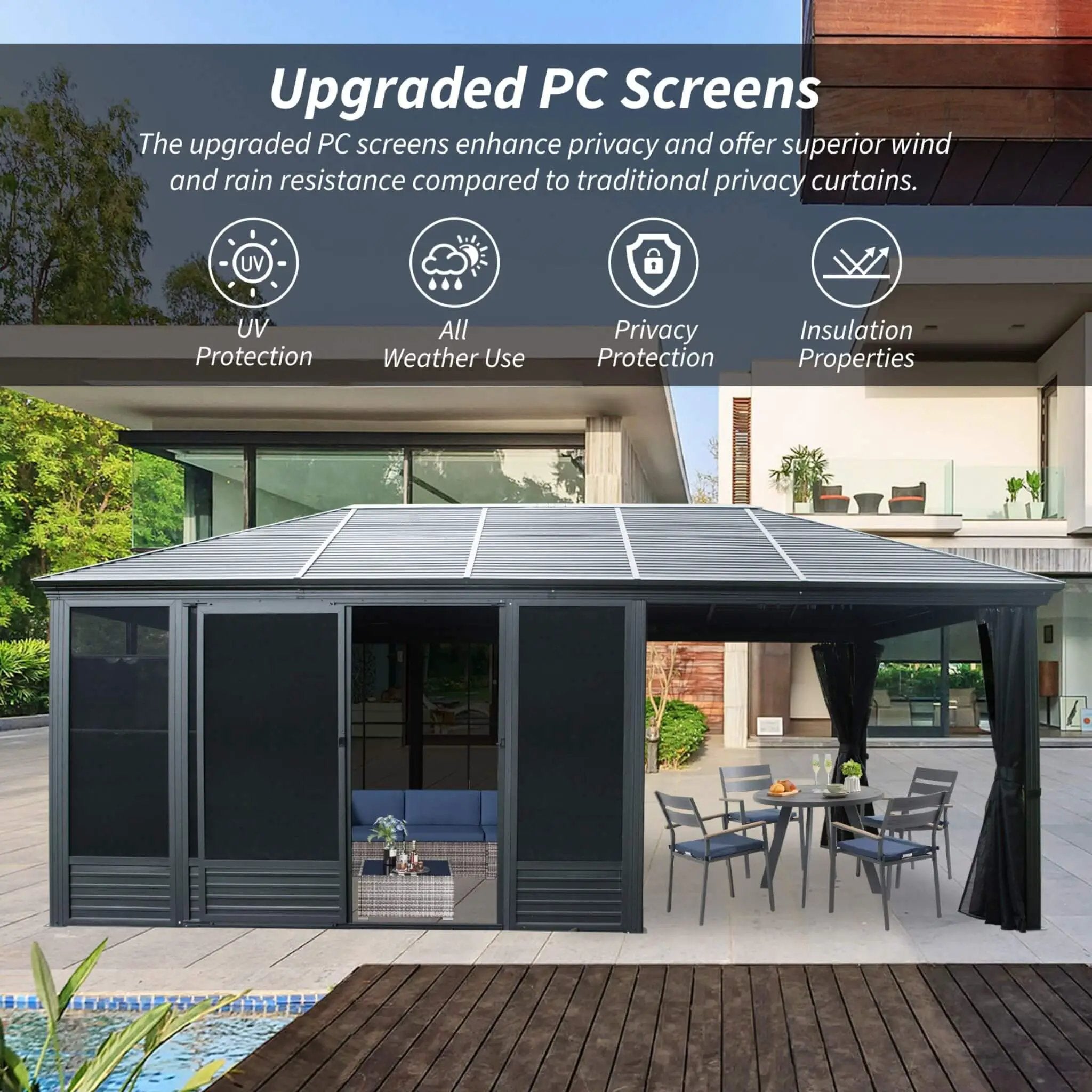 [11X21FT] Alora Outdoor All-Season Solarium Sunroom Gazebo With Galvanized Steel Roof (SAK42018) by SAKSBY WHOLESALE
