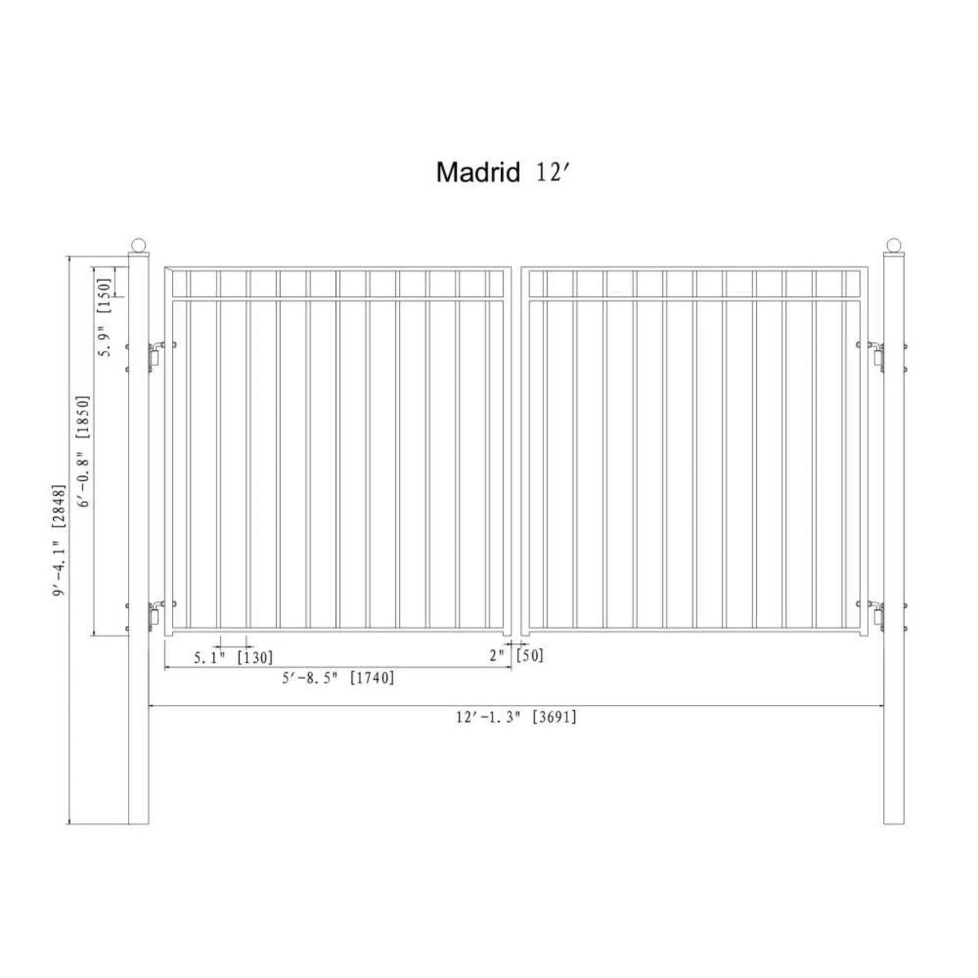 [12-18FT] Heavy-Duty Madrid-Style Premium Steel Dual-Swing Driveway Gate (SAK38546) by SAKSBY WHOLESALE