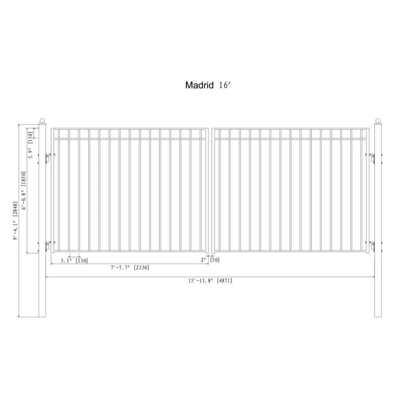 [12-18FT] Heavy-Duty Madrid-Style Premium Steel Dual-Swing Driveway Gate (SAK38546) by SAKSBY WHOLESALE