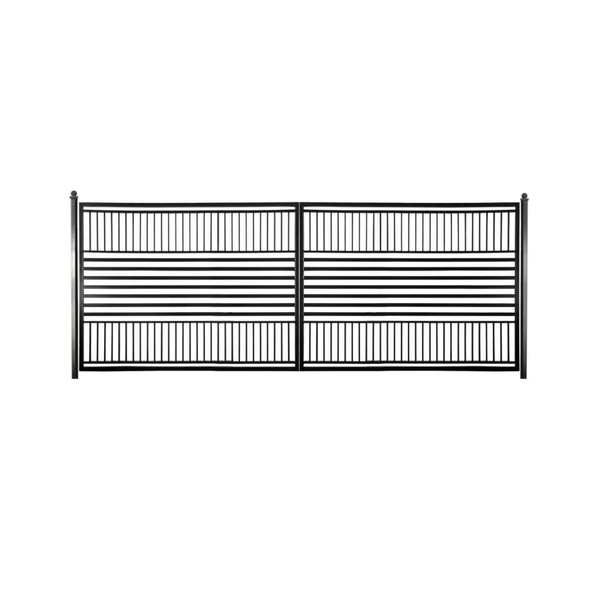 [12-18FT] Heavy-Duty Barcelona-Style Powder-Coated Steel Galvanized Dual Swing Driveway Gate (SAK25978) by SAKSBY WHOLESALE