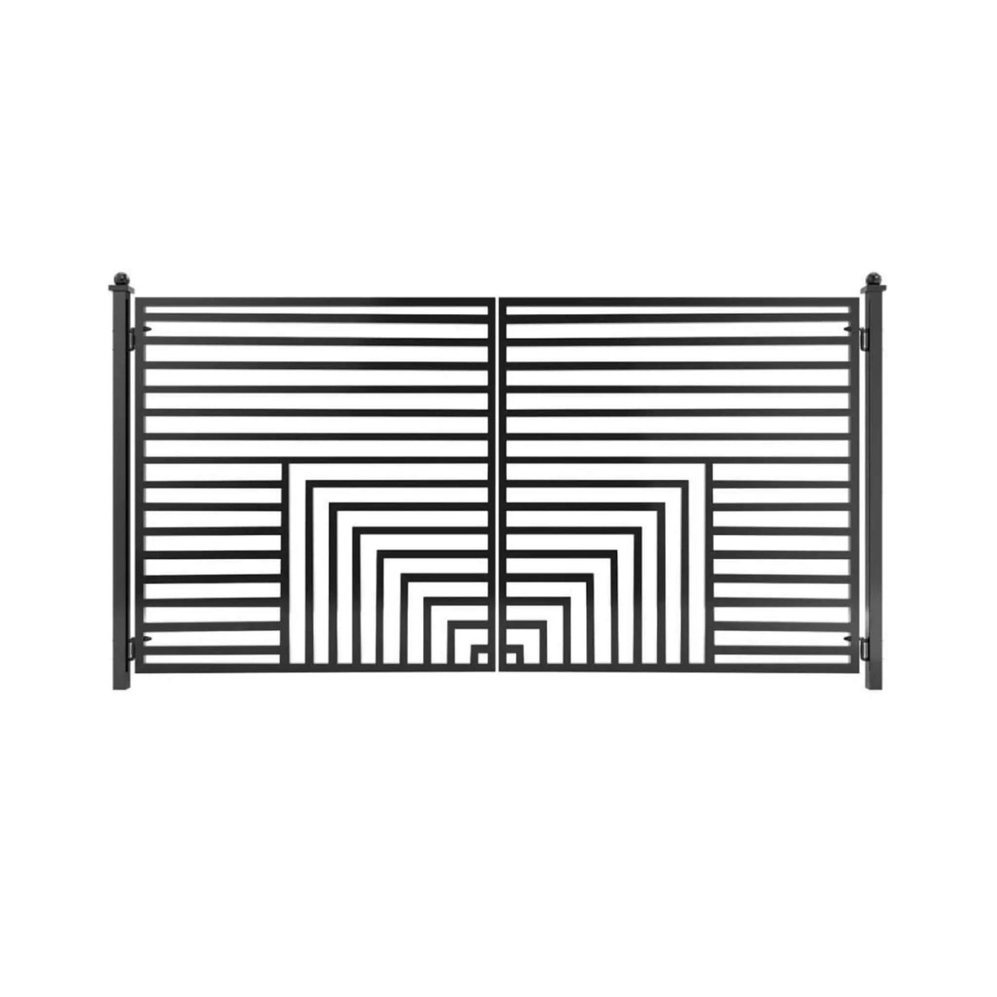 [12-18FT] Heavy-Duty Florence-Style Powder-Coated Galvanized Steel Dual-Swing Driveway Gate (SAK48168) by SAKSBY WHOLESALE